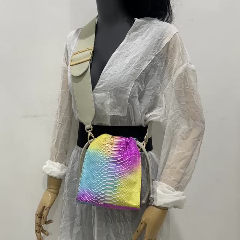 Python Leather Bag Snakeskin Crossbody Purse Python Leather Clutch - 手拿包 - 真皮 多色
