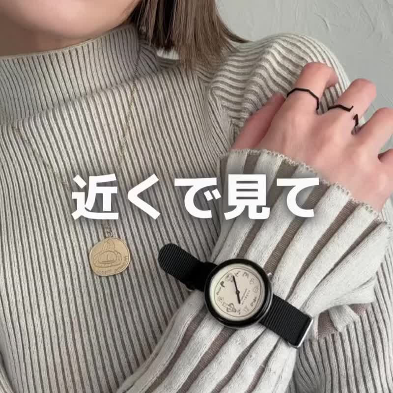 Klasse14 x Topbananax Mooma Mooni 黑色尼龍帶手錶 36/42mm - 對錶/情侶錶 - 不鏽鋼 黑色