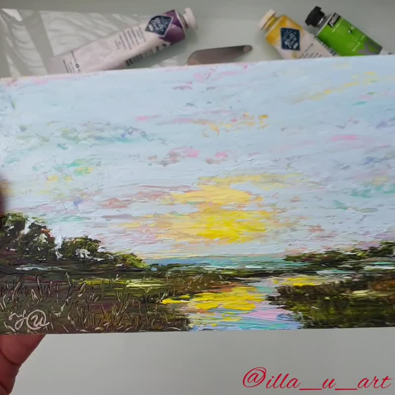 沼澤繪畫低鄉村原創藝術海景牆藝術厚塗油畫 - 海報/掛畫 - 其他材質 多色