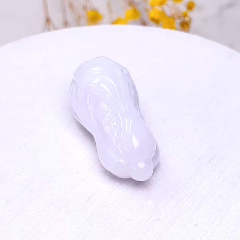【擺財】白翡翡翠白菜項鍊 | 天然緬甸玉A貨翡翠 | 送禮 - 項鍊 - 玉石 白色