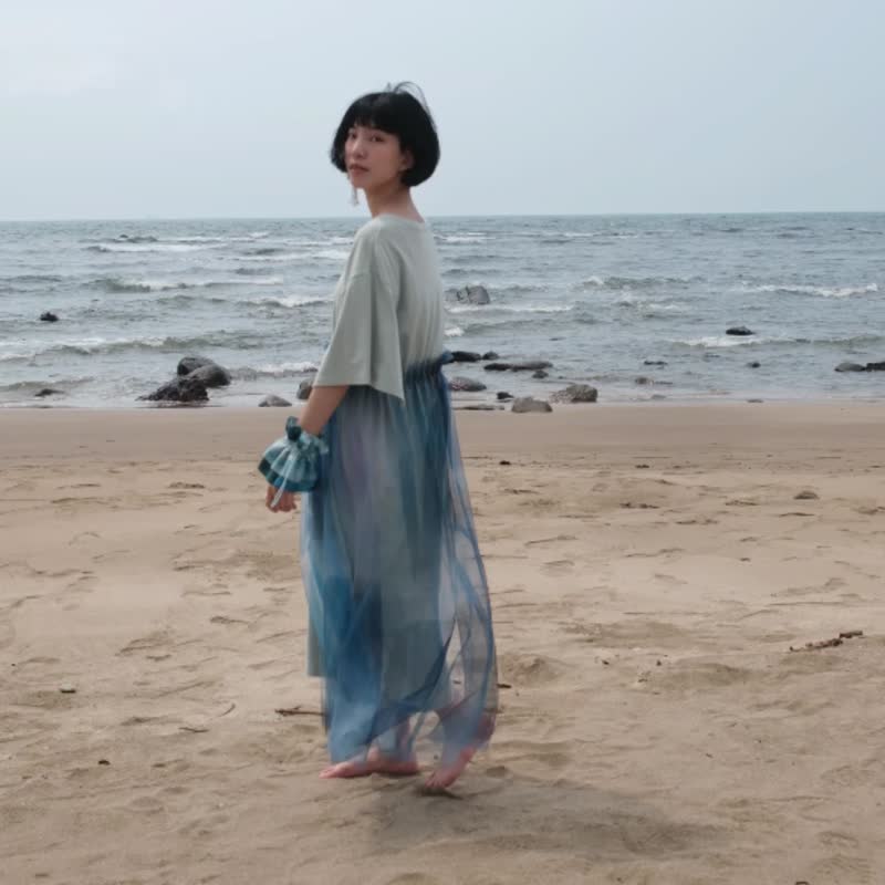 Shuangshi Dress | Reflection of the Sea - ชุดเดรส - วัสดุอื่นๆ สีน้ำเงิน