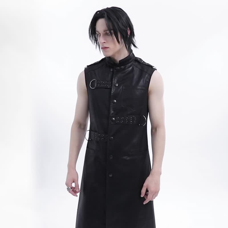 Danu Protoss Quartermaster Sleeveless Long Vest - เสื้อโค้ทผู้ชาย - วัสดุอื่นๆ สีดำ