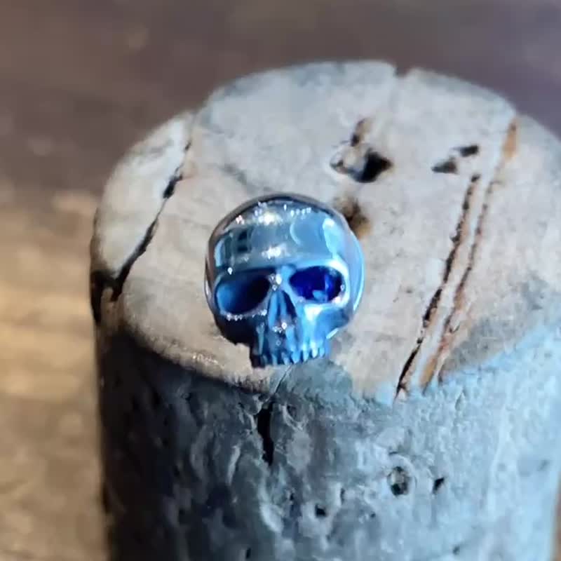 sapphire skull earrings,sterling silver,mens jewelry,present for him,pe30 - Earrings & Clip-ons - Sterling Silver Silver