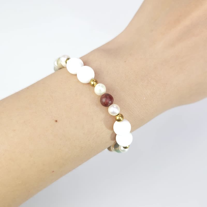 Jade Seal Zhenguang (Pearl/White Marble/Natural Shoushan Stone) (16 plus or minus 2cm) - Bracelets - Pearl White