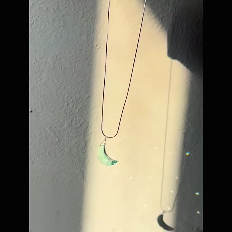 Hi Onion原創設計 小眾情侶月亮項鏈純銀綠色鎖骨鏈百搭高級簡約 - 鎖骨鍊 - 其他材質 多色