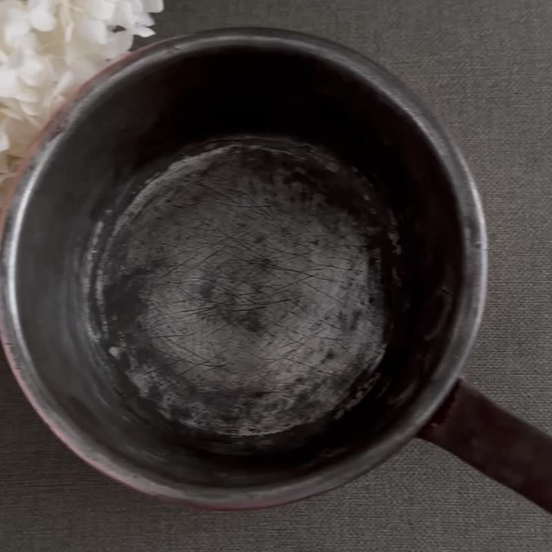 40554-經典法國古董紅銅鍋 鑄鐵把手 鍋徑15.5cm - 鍋子/烤盤 - 銅/黃銅 