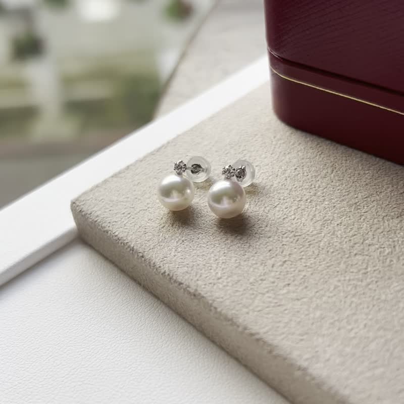 アコヤ真珠 ダイヤモンド0.1ct ピアス プラチナ - ピアス・イヤリング - 宝石 