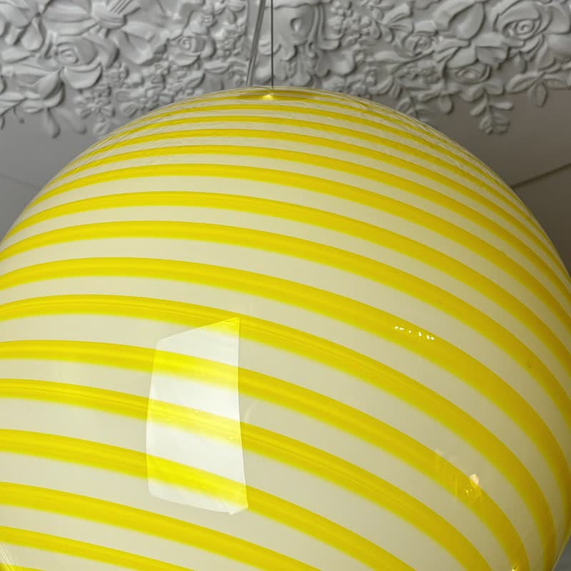 Hand Blown Glass Globe Pendant Lights D40cm(15.7inch), Glass Globe Ceiling Light - Lighting - Glass Yellow