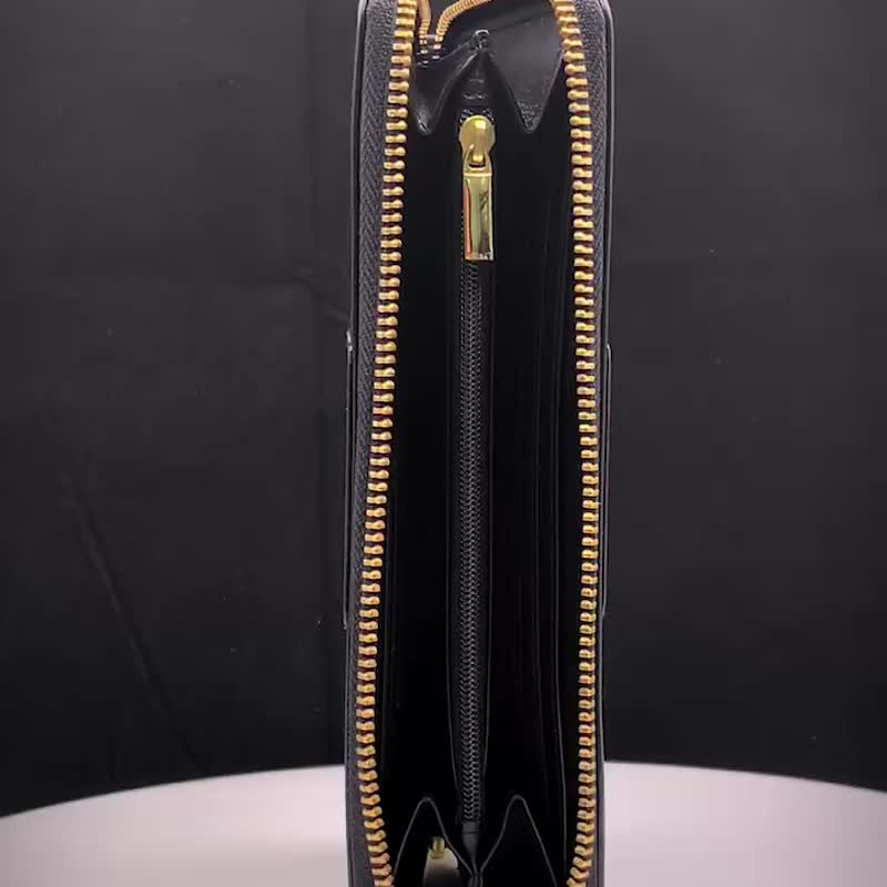 CROSS 限量1折 頂級小牛皮鍊長夾賈姬系列全新專櫃展示品 - 錢包/皮夾/長短夾 - 真皮 黑色