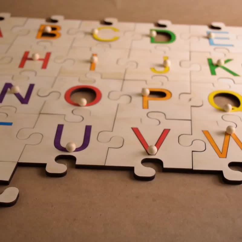 ABC Wooden Letter Puzzle Alphabet Rainbow - ของเล่นเด็ก - ไม้ หลากหลายสี