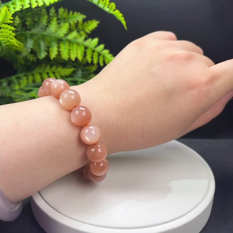 Boutique natural orange moonlight bracelet orange crystal bracelet men and women jewelry single circle golden sand cat's eye career 12.5mm - สร้อยข้อมือ - คริสตัล สีส้ม