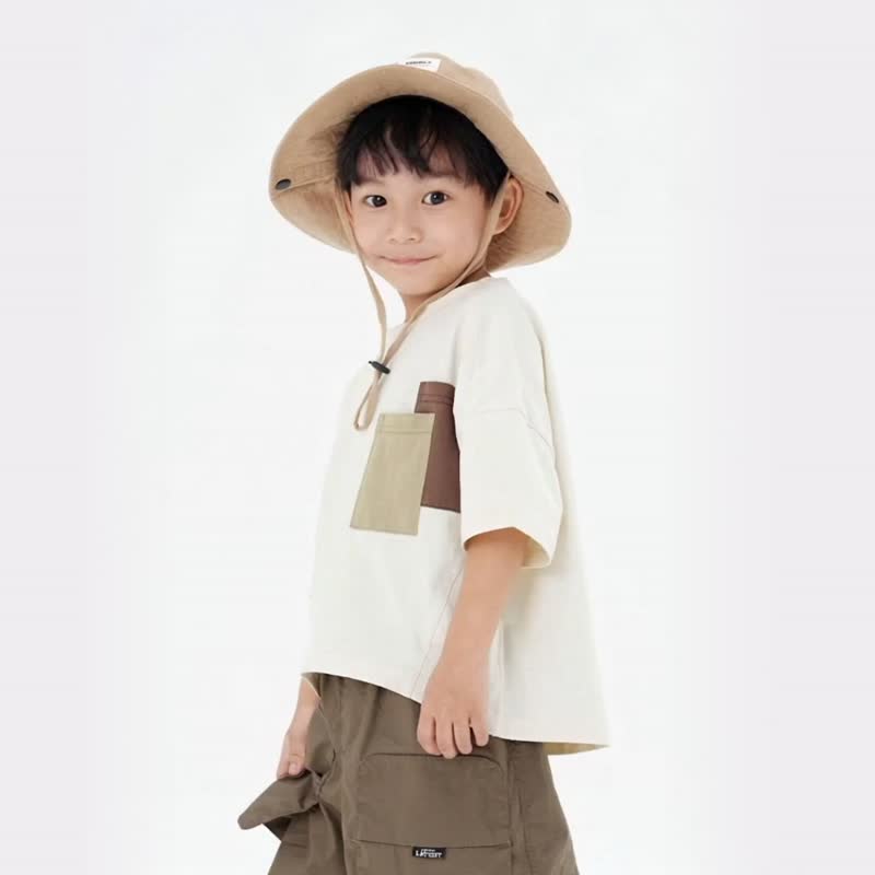 JOPI-Kids' Mountain Double Pocket Patchwork T-shirt 2y-9y - Tops & T-Shirts - Cotton & Hemp White