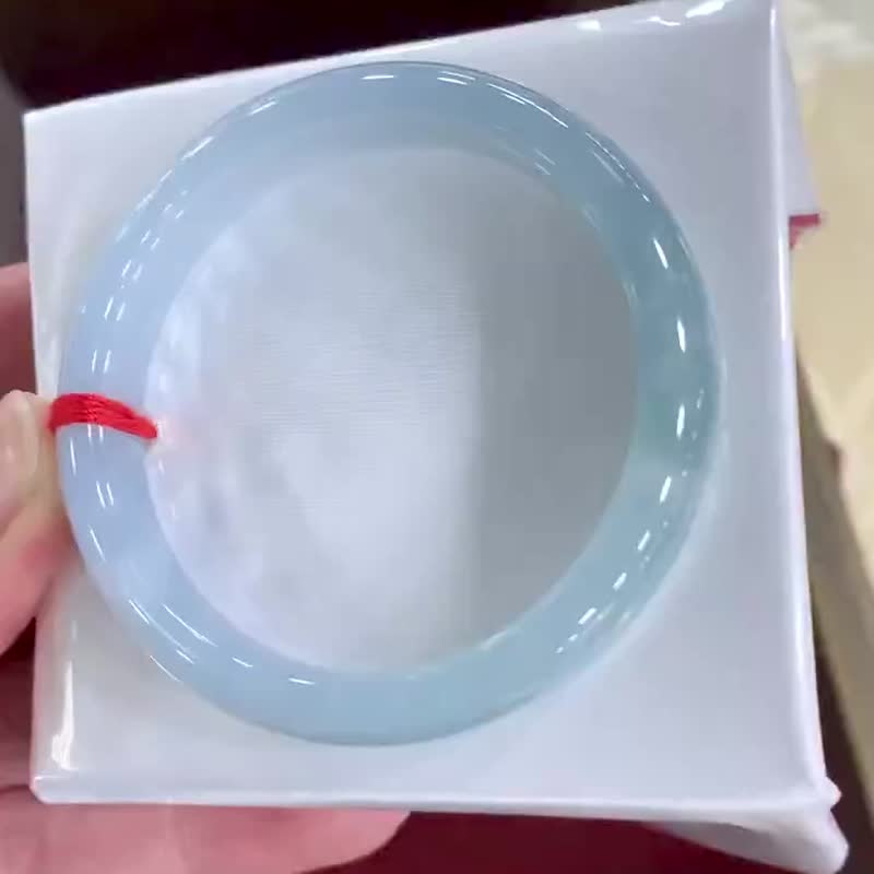 冰種玉鐲 天然翡翠玉鐲 A玉 手鐲 • 冰種紫藍翡翠福鐲 - 手鍊/手環 - 玉石 藍色
