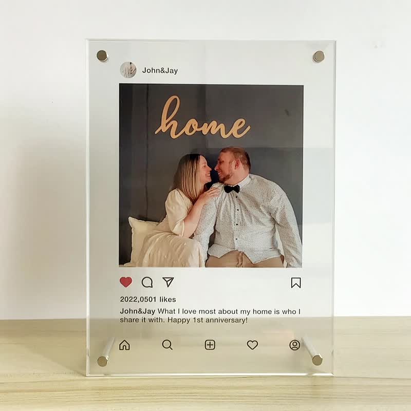 Personalised, Acrylic Photo Frame with Transparent Background for  Anniversary, Birthday Gift Love