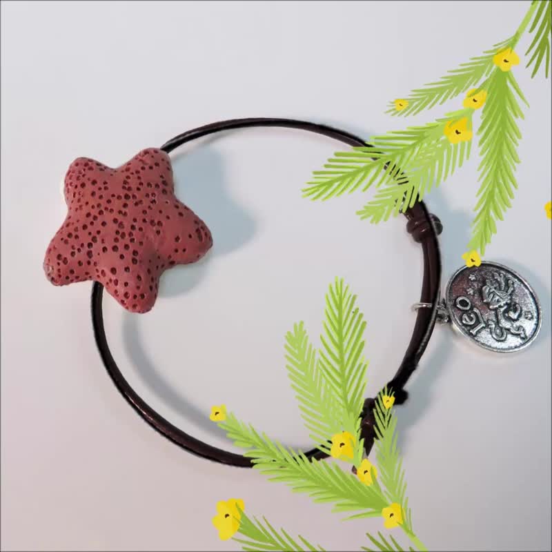 Taurus Gemini Cancer Leo Zodiac Star Aroma Rock Leather Bracelet Adjustable - สร้อยข้อมือ - หนังแท้ หลากหลายสี