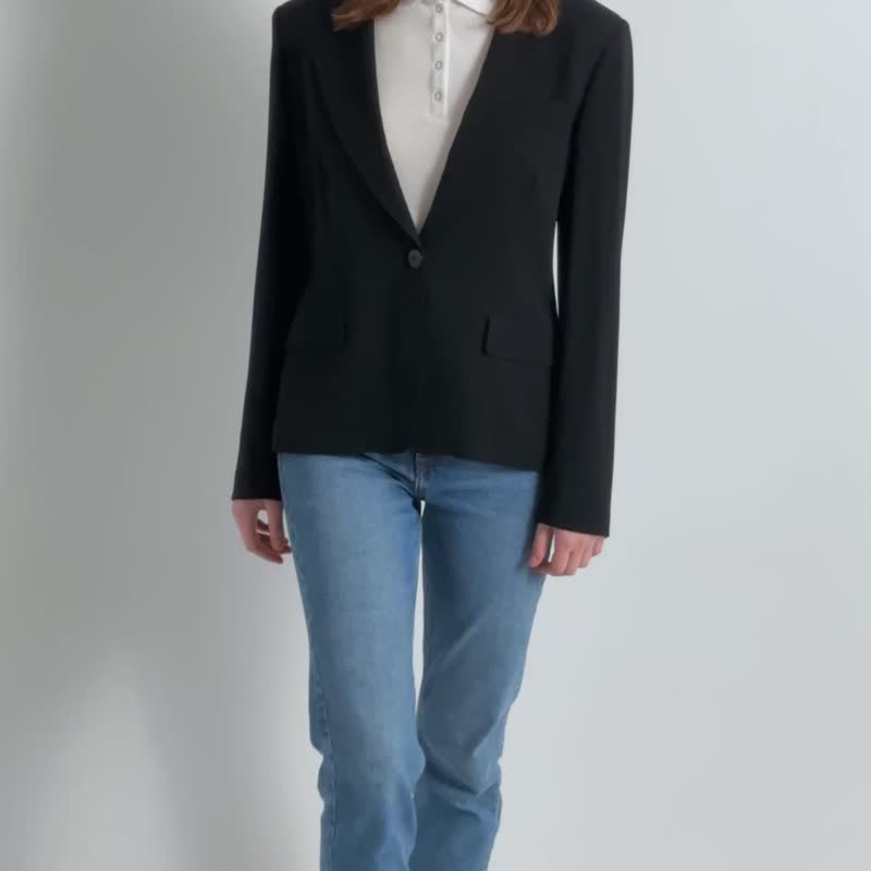 Vintage Max Mara Blazer Jacket Blazer size Medium 7099 - 女西裝外套 - 羊毛 黑色