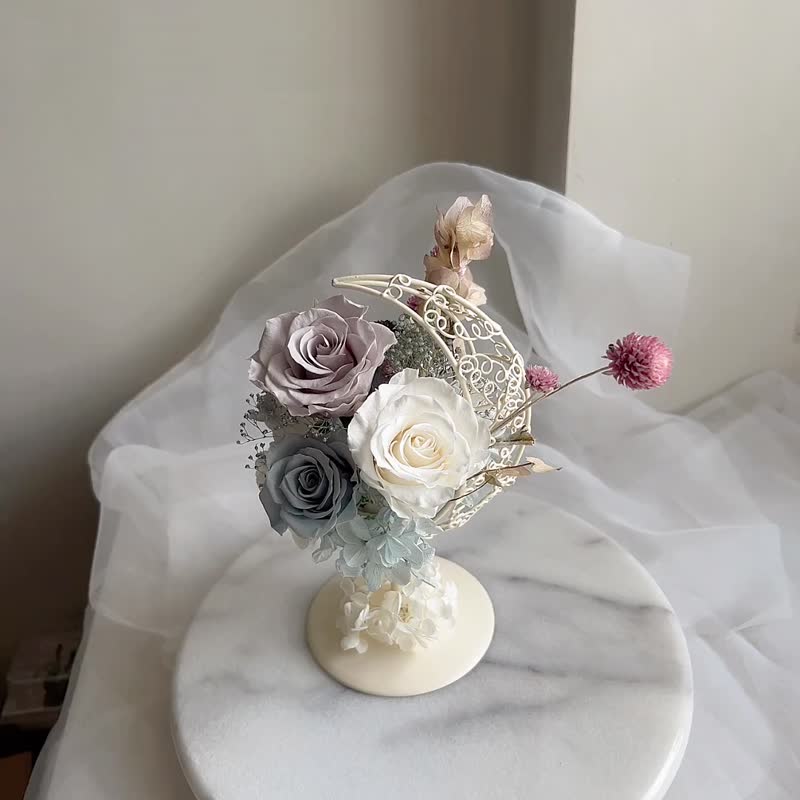 永生盆花－月亮花禮藍色系  限定雙北宅配 - 乾燥花/永生花 - 植物．花 