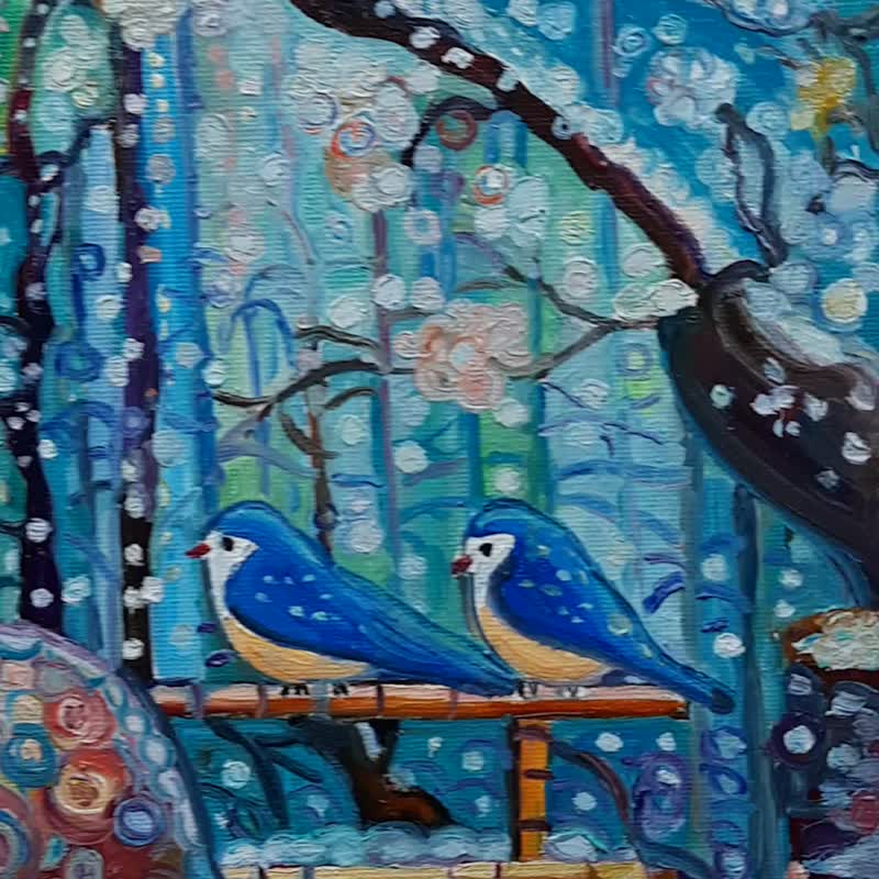 原創畫 芸者と鳥 絵画 オリジナルアート 油絵 キャンバスに油彩