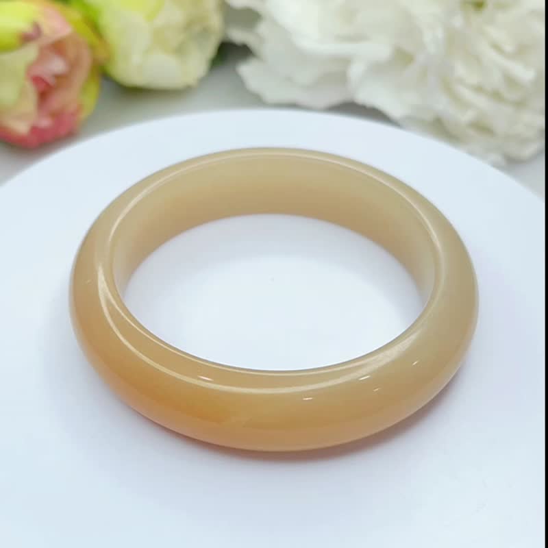 NO.85絕美俏色滿糖鐲 藕糖佘太翠玉鐲 56MM 圈口 甜蜜紅糖 平安鐲 - 手鍊/手環 - 玉石 橘色