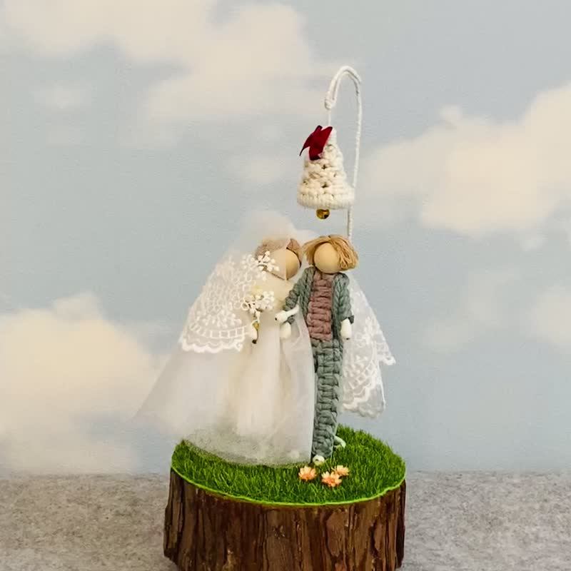 Macrame French Braided Angel Bauble-Wedding Series (Music Box) - Items for Display - Cotton & Hemp White