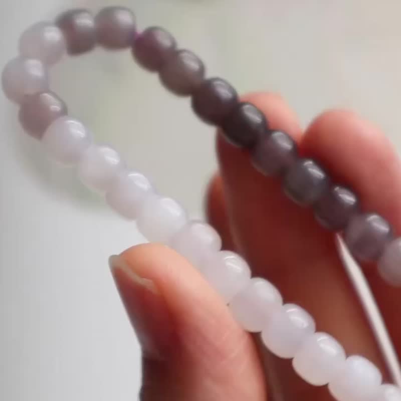 Special offer natural smoky purple Hetian jade single loop bracelet smoky purple violet gradient color old type bead bracelet new Chinese style - สร้อยข้อมือ - หยก 