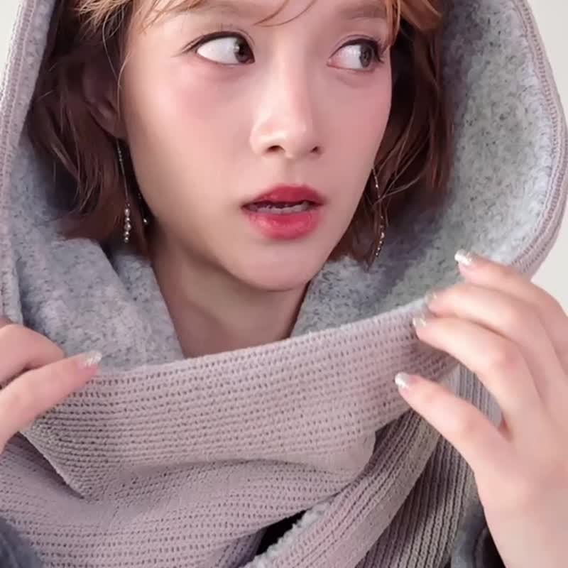 Mist 系列 - 霜影 * 灰色 針織 毛料 圍巾 連帽圍巾 - 圍巾/披肩 - 其他人造纖維 灰色