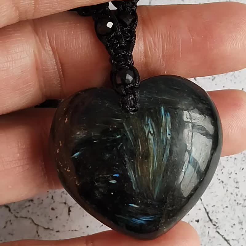 Large Nuummite (anthophyllite) Necklace - สร้อยคอ - เครื่องเพชรพลอย สีดำ